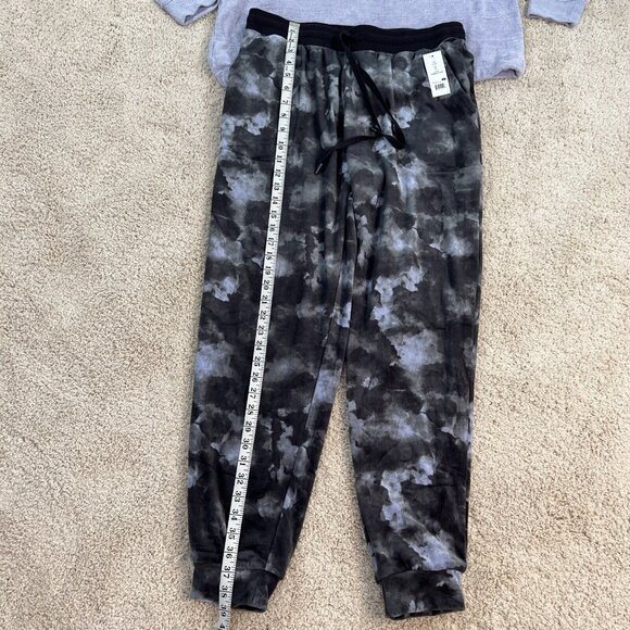 THREE DOTS Pajama Set Womans M Purple Gray Black knit Velour Lounge Stretch NWT - Picture 12 of 16